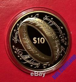 10 Dollars 2003 New Zealand Lord Of The Rings Gold Proof Box Coa