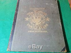 1864 Johnson New Illustrated Family Atlas of the World COMPLETE with 62 Maps RARE