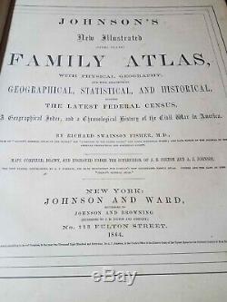 1864 Johnson New Illustrated Family Atlas of the World COMPLETE with 62 Maps RARE