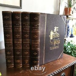 1885 All Around The World An Illustrated Record of Voyages, c. Four Volumes
