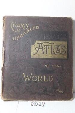 1888 Cram's Unrivaled Family Atlas of The World complete, with many color maps