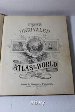 1888 Cram's Unrivaled Family Atlas of The World complete, with many color maps