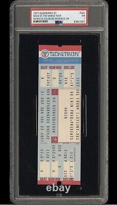 1977 Queen News Of The World Tour Full Ticket PSA 7 Highest Grade