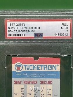 1977 Queen News of the World Full Concert Ticket PSA Graded