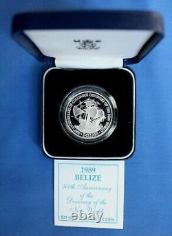 1989 Belize Silver Proof $25 coin Discovery of the New World in Case with COA