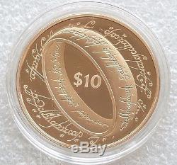 2003 New Zealand Lord of the Rings $10 Ten Dollar Gold Proof Coin Box Coa