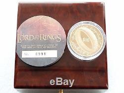 2003 New Zealand Lord of the Rings $10 Ten Dollar Gold Proof Coin Box Coa