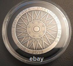 2018 130th ANNIVERSARY OF THE PNEUMATIC TIRE SILVER ANTIQUE 65.6G (2.3oz) COIN