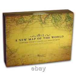 2018 A New Map Of the World 1812 1 OZ Gold Proof Domed Corner $100 Box/COA RAM