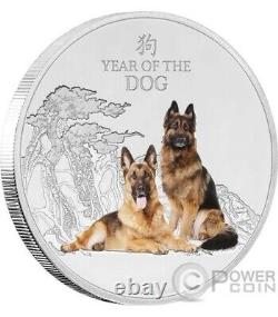 2018 NIUE YEAR OF THE DOG $2.00 SILVERPROOF COLOURED 1oz LIMITED EDITION COIN