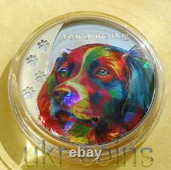 2018 Tanzania Lunar Year of the Dog Silver Color Hologram Coin New Zealand