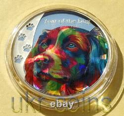 2018 Tanzania Lunar Year of the Dog Silver Color Hologram Coin New Zealand