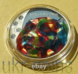 2018 Tanzania Lunar Year of the Dog Silver Color Hologram Coin New Zealand