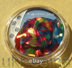 2018 Tanzania Lunar Year of the Dog Silver Color Hologram Coin New Zealand