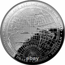 2019 $5 1oz Silver Proof Domed Coin 1626 A New Map of the World Columbus Drake