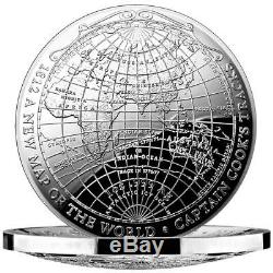 2019 Australia 1 Oz. 999 Silver 1812 A new Map of the World Terrestrial Dome