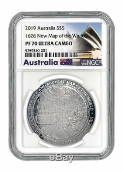 2019 Australia 1626 New Map of the World Domed 1 oz Silver NGC PF70 UC SKU58726