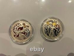 2019 New Zealand $1 2 x 1oz Silver Proof Coin Set Maui and the Goddess of Fire