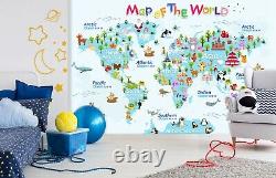 3D Map Of The World 70NA Business Wallpaper Wall Mural Self-adhesive Commerce Am