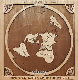 3d wooden map of flat earth Gleason's New Standard Map of the World