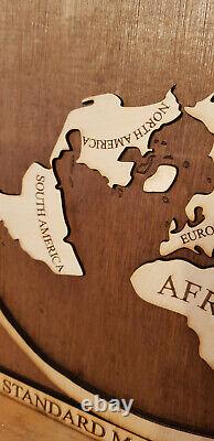 3d wooden map of flat earth Gleason's New Standard Map of the World