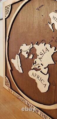 3d wooden map of flat earth Gleason's New Standard Map of the World