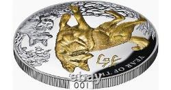 5oz NIUE ISLAND YEAR OF THE DOG LUNAR CALENDAR $8 SILVER COIN 2018 GOLD PLATED