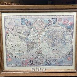 A NEW & ACCURATE MAP OF THE WORLD 1651 Framed Reproduction 23x19 Vintage