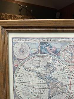 A NEW & ACCURATE MAP OF THE WORLD 1651 Framed Reproduction 23x19 Vintage