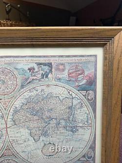 A NEW & ACCURATE MAP OF THE WORLD 1651 Framed Reproduction 23x19 Vintage