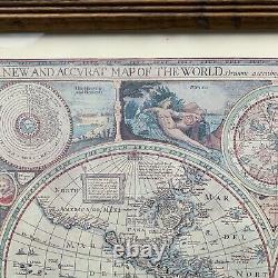 A NEW & ACCURATE MAP OF THE WORLD 1651 Framed Reproduction 23x19 Vintage