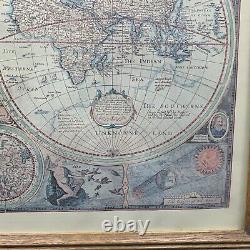 A NEW & ACCURATE MAP OF THE WORLD 1651 Framed Reproduction 23x19 Vintage