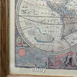 A NEW & ACCURATE MAP OF THE WORLD 1651 Framed Reproduction 23x19 Vintage