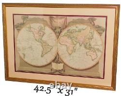 A New Map Of The World With Captain Cook's Tracks Laurie / Whittle Prof. Framed