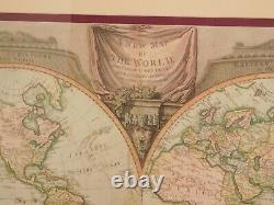 A New Map Of The World With Captain Cook's Tracks Laurie / Whittle Prof. Framed