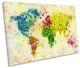 Abstract Map Of The World Framed Single Canvas Print Wall Art