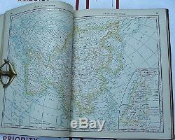 Antiquarian RAND MCNALLY NEW STANDARD ATLAS OF THE WORLD 1890 Color Maps Hard C