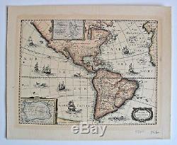 Antique 1641 Map Of The New World Americas North Central South America Latin