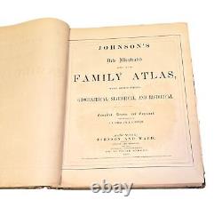 Antique 1862 Johnson's New Illustrated Family Atlas Of The World 18.5 x 15