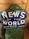 Antique Enamel Tin Metal News Of The World Best Weekly Paper Sign Retro Vintage