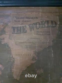 Antique Nightingales New Chart of the World Mercators Projection. G. W. Bacon