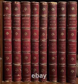 Antique Set Leather Bound Books 8 Volumes History Of The World 1885 Illustrated