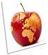 Apple Map Of The World Print Canvas Wall Art Square Picture Red