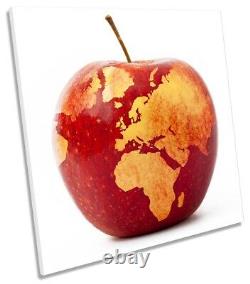 Apple Map of the World Print CANVAS WALL ART Square Picture Red