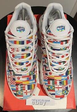 B-new 2017 Nike Air Max Plus Tn White'flags Of The World' Trainers Uk 9
