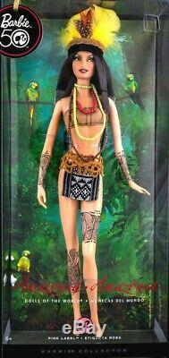 BARBIE AMAZONIA DOLLS OF THE WORLD NRFB PINK LABEL new model muse collection