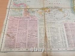 Bacon's New Chart Of The World Mercator's Projection Paper Map On Cloth c1906
