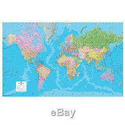 Brand New Large Framed Drywipe Laminated Wall Map Of The World ©