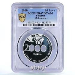 Bulgaria 10 leva The Beginning of the New Millennium PR67 PCGS silver coin 2000