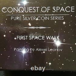 CONQUEST OF SPACE-THE FIRST SPACE WALK NIUE 2011 1oz 999 PROOF SILVER COIN